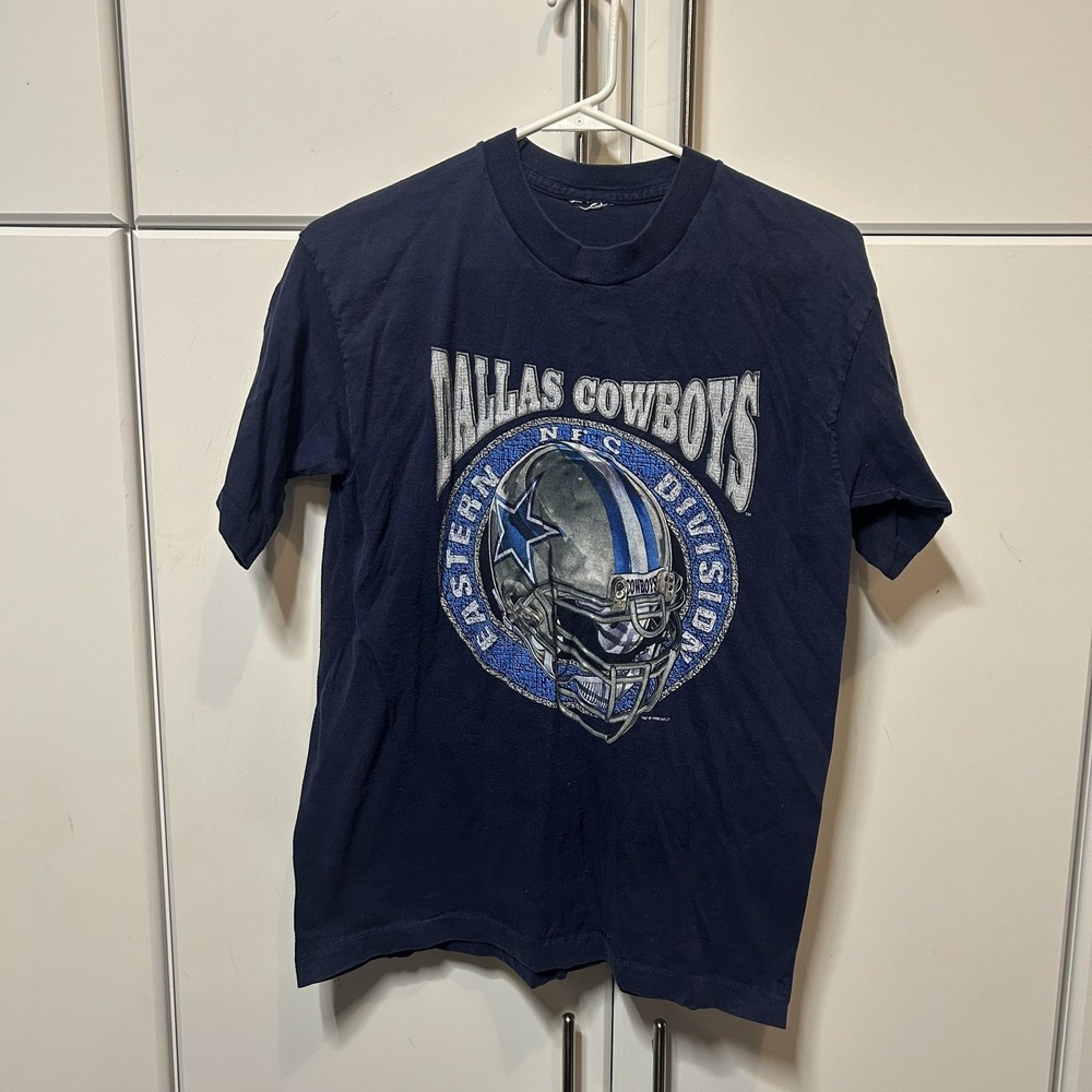 Vintage 1995 Dallas Cowboys T Shirt Navy Blue NFC Eastern Division Helmet Mens M